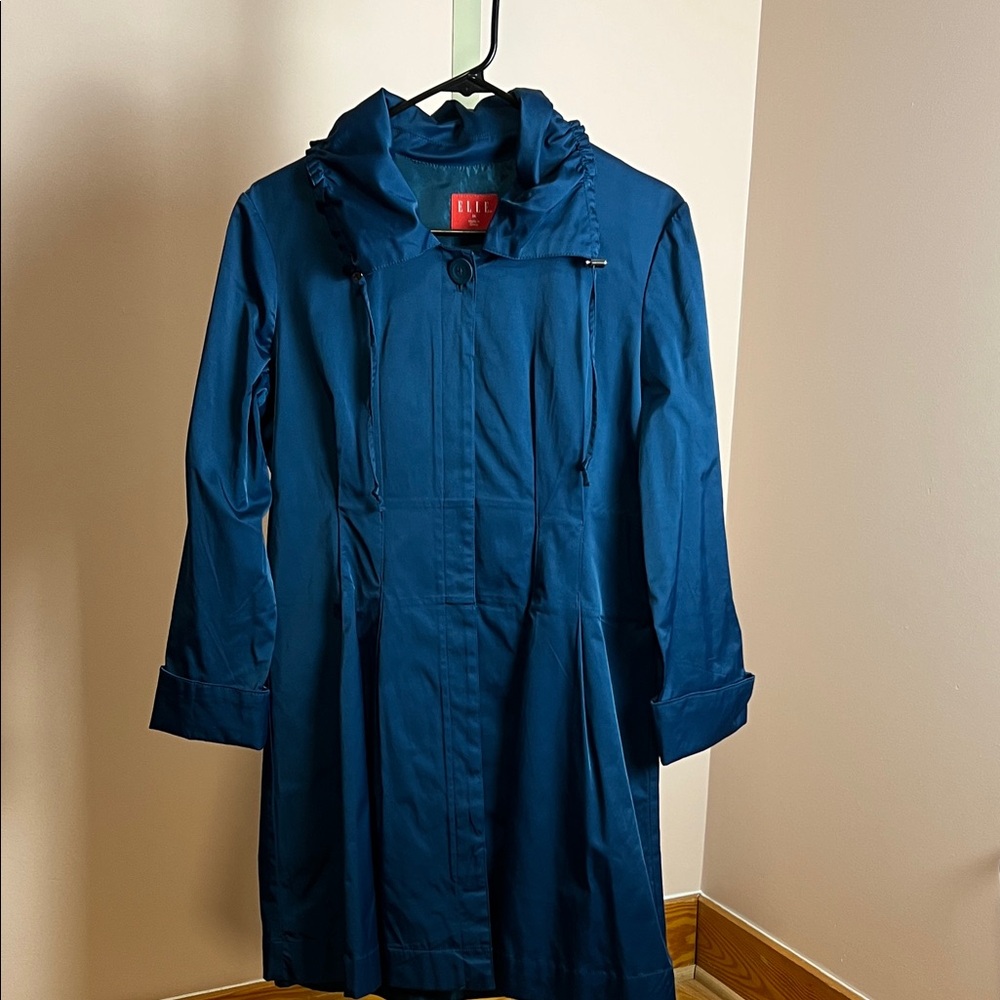 Elle Women's Teal Hooded Trench Coat